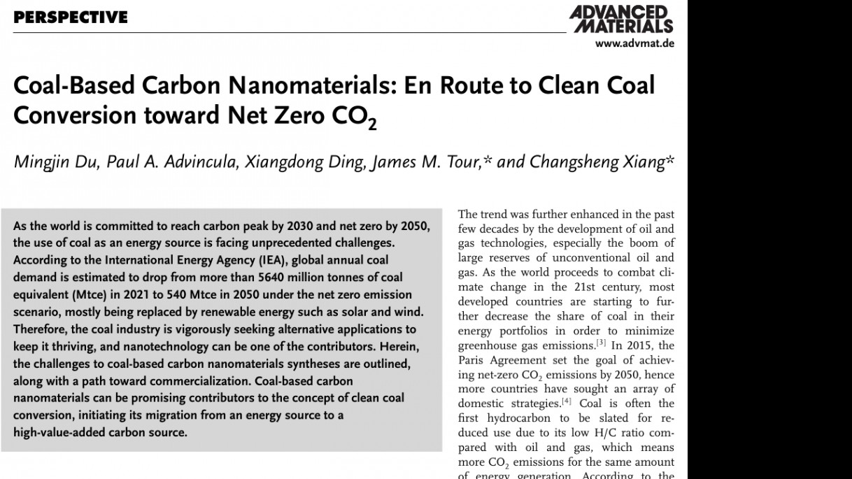 Advanced Materials:Coal-Based Carbon Nanomaterials En Route to Clean Coal Conversion toward Net Zero CO2