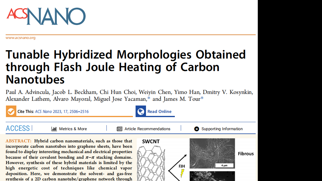 ACS Nano:Tunable Hybridized Morphologies Obtained through Flash Joule Heating of Carbon Nanotubes