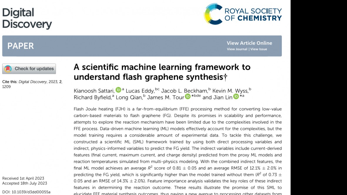 Digital Discovery:A scientific machine learning framework to understand flash graphene synthesis