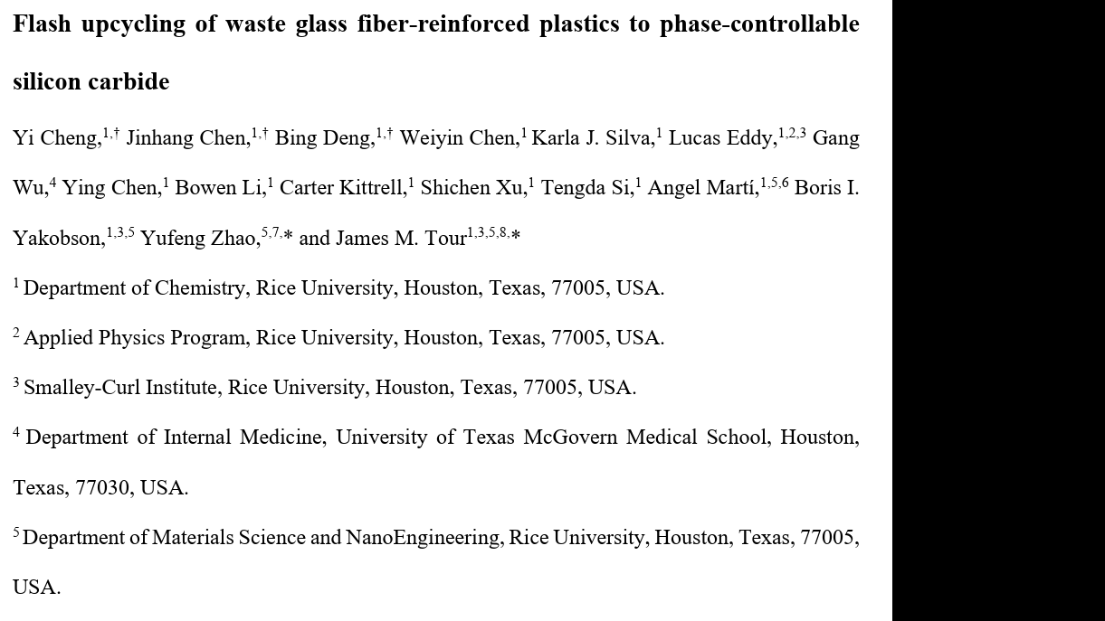 Nature Sustainability:Flash upcycling of waste glass fiber reinforced plastics to phase-controllable silicon carbide 
