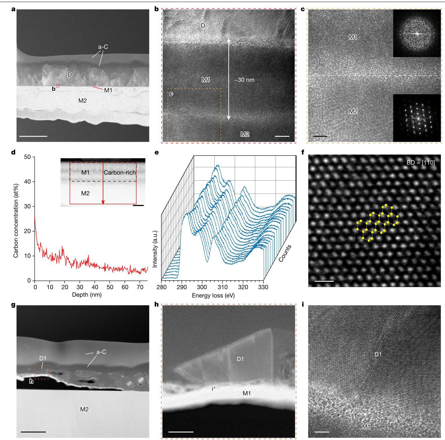 Figure 3: TEM data of cross-sectional samples prepared by SEM-FIB