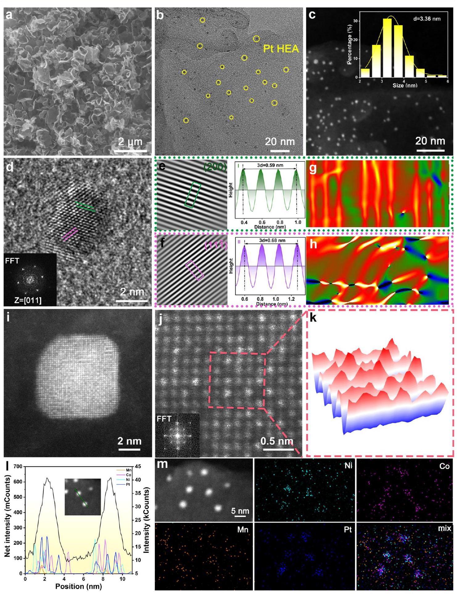 Figure 2. Pt HEA@N-C的形貌表征