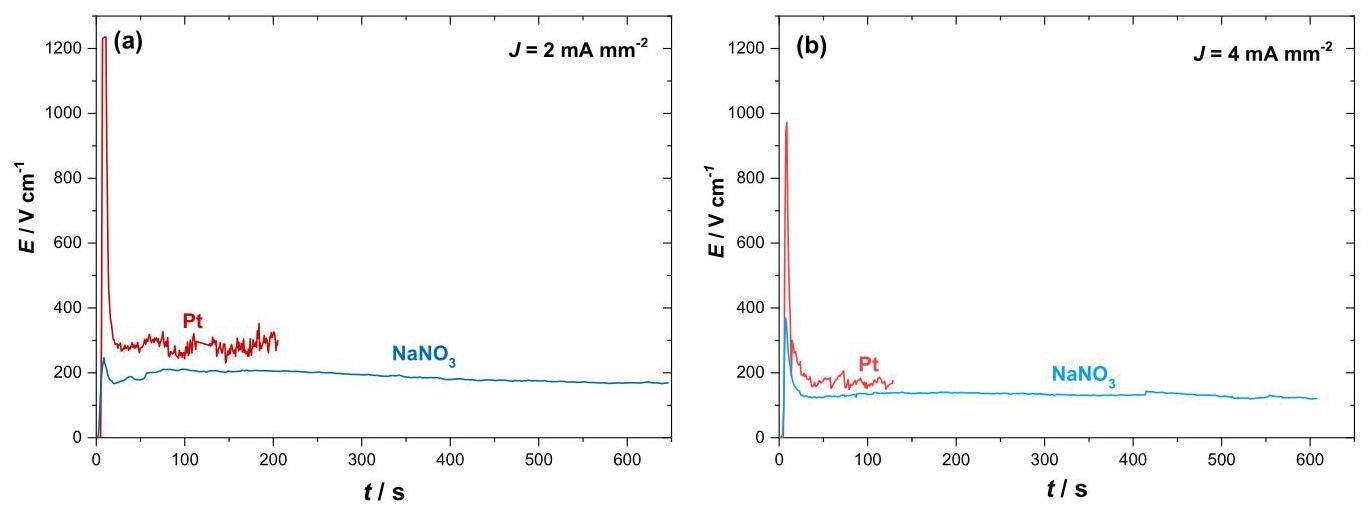 Fig. 1: Electric field applied using Pt and NaNO3 electrodes