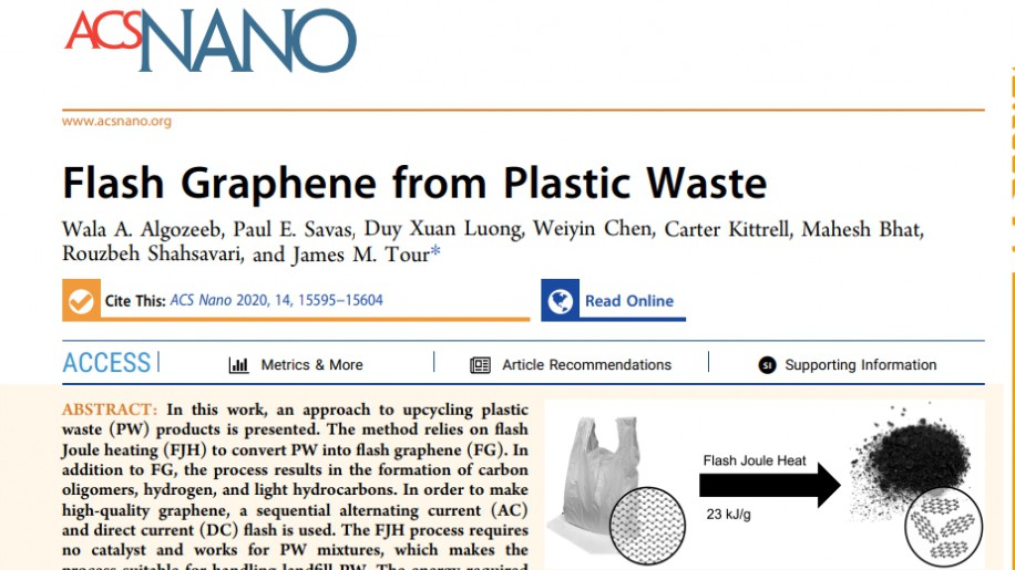 ACS Nano:Flash Graphene from Plastic Waste