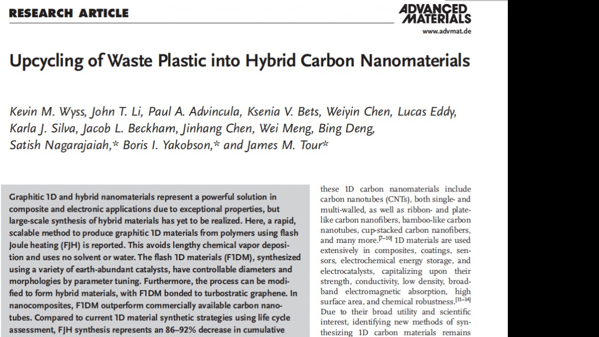 Advanced Materials:Upcycling of Waste Plastic into Hybrid Carbon Nanomaterials