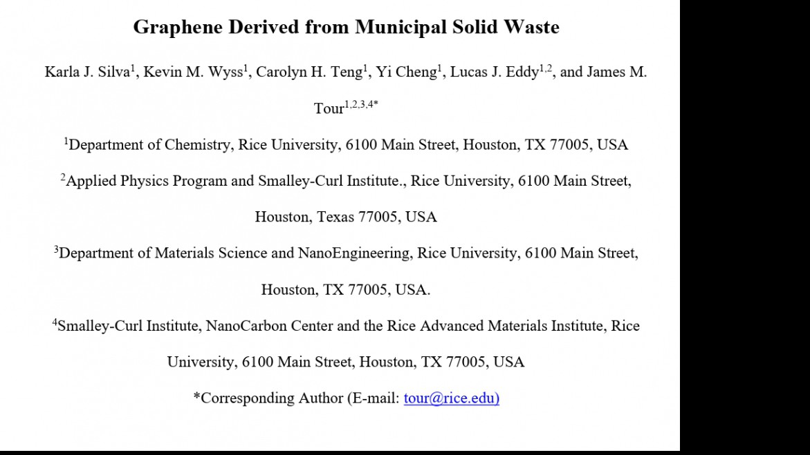 Chem Rxiv:Graphene Derived from Municipal Solid Waste