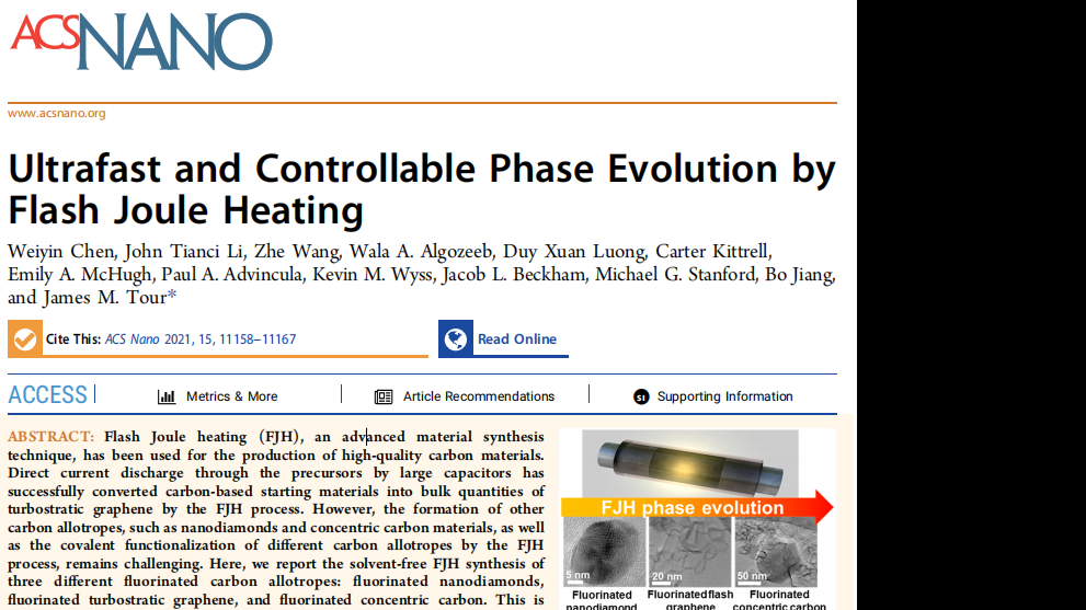 ACS Nano:Ultrafast and Controllable Phase Evolution by Flash Joule Heating